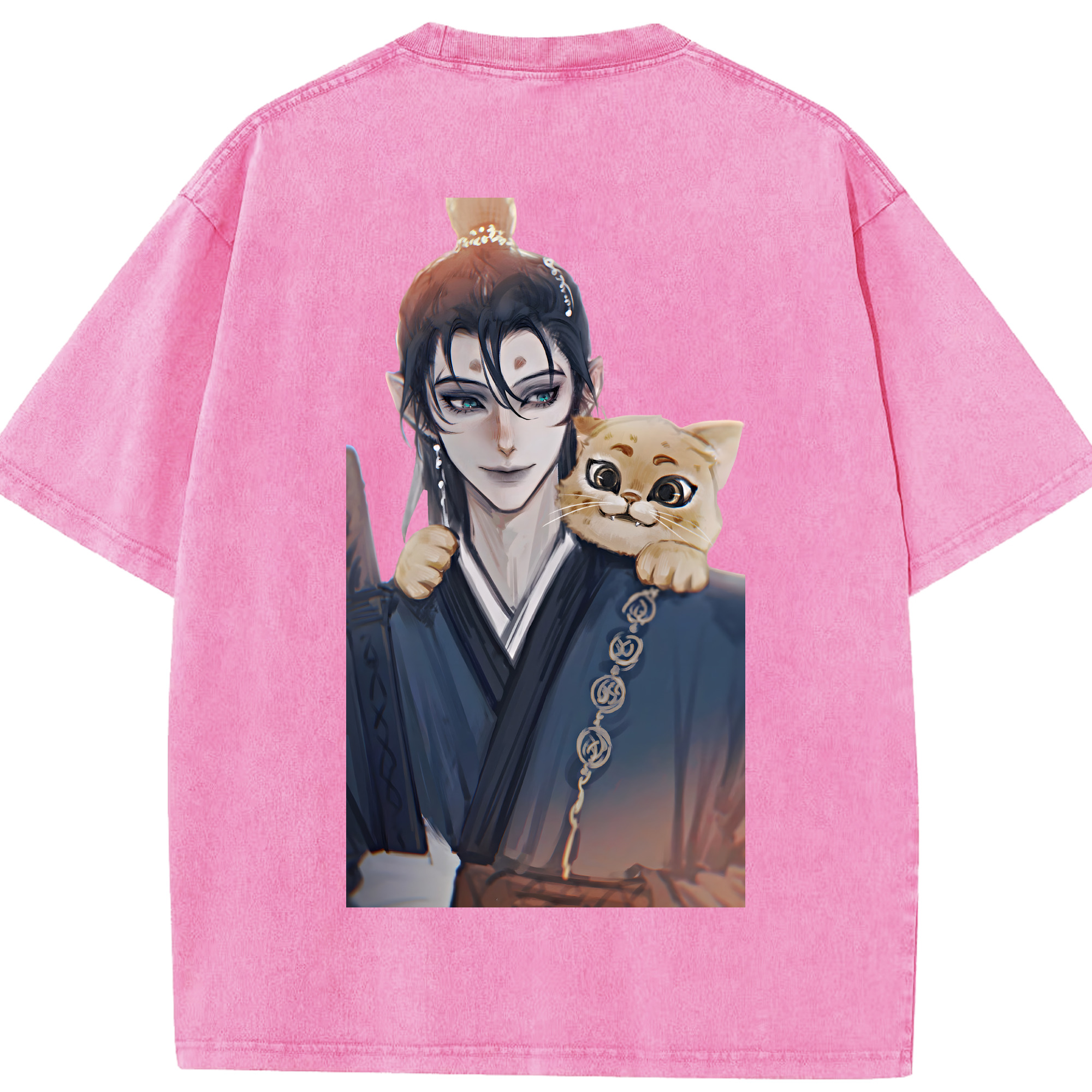 （画像用） Ne Zha 2 ナタ 魔童の大暴れ 綿100% ヴィンテージ風 半袖Tシャツ（背面プリント）